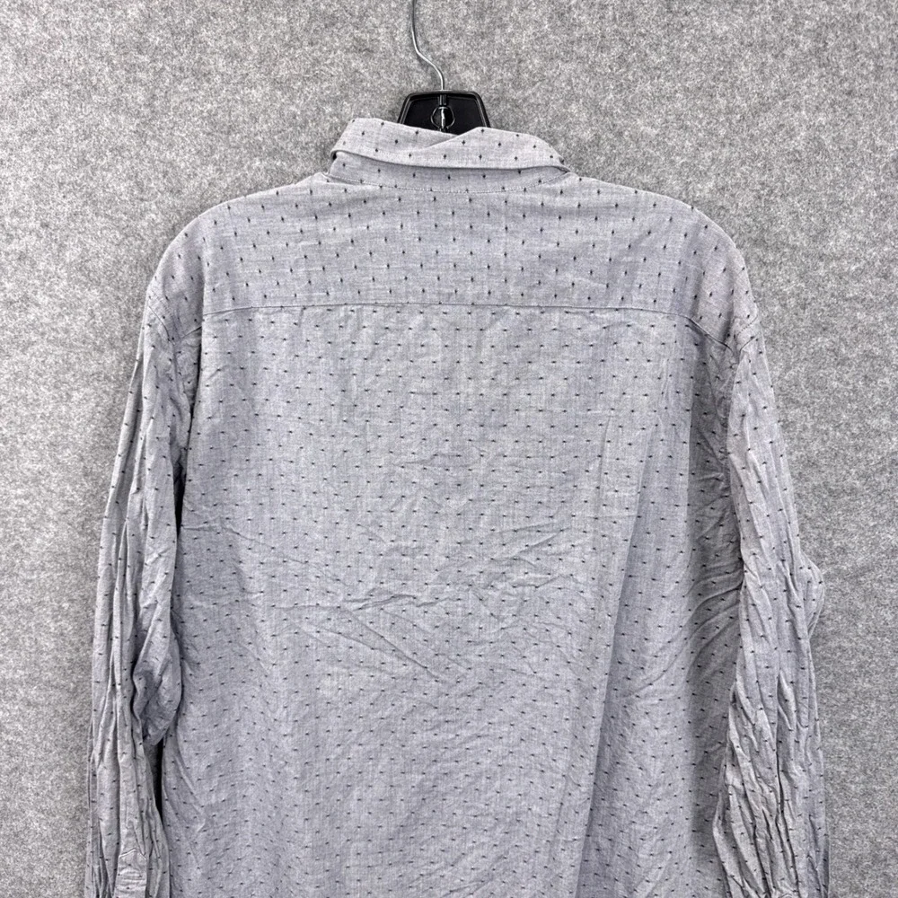 Banana Republic Mens Slim Fit Gray Micro Diamond Print Button Down Shirt XL